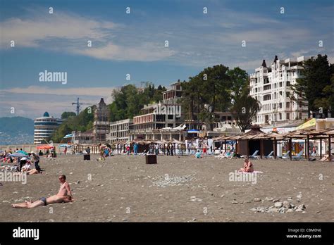 Russia Black Sea Coast Sochi Riviera Beach Stock Photo Alamy