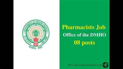 Job For Pharmacists Under Office Of The Dmho Vacancies D