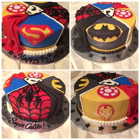 Superhero Spider Man Superman Batman Ironman Birthday Cake By Inphinity