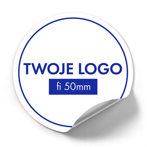 ETYKIETY NAKLEJKI Z TWOIM LOGO WYDRUK OKRĄGŁE fi 50mm 100 SZT