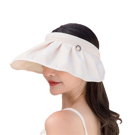 Sun Visors Foldable Sun Hats For Women With Wide Brim Summer Packable