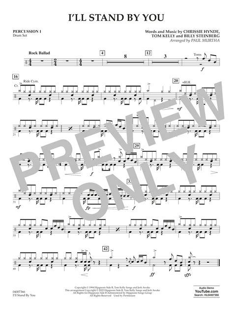 I Ll Stand By You Arr Paul Murtha Percussion 1 By The Pretenders Sheet Music For Concert