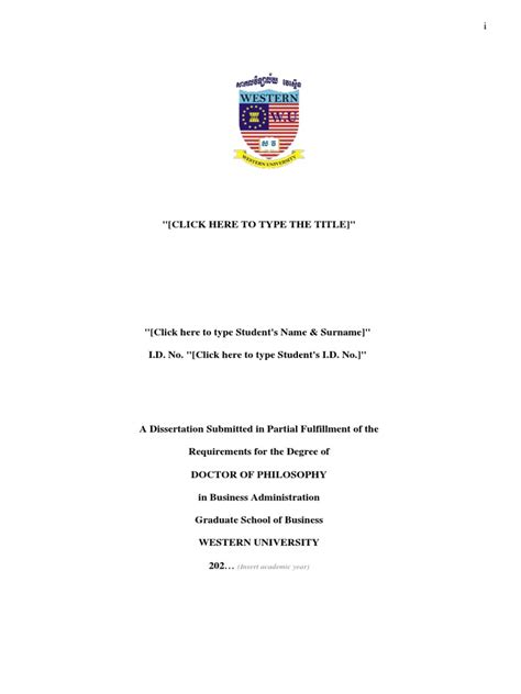 Phd Thesis Template Western University 2023 Pdf Thesis Times