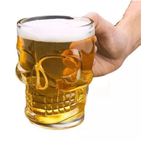 Caneca Caveira Viking Rock Chopp Cerveja Em Vidro Transparente SUPER