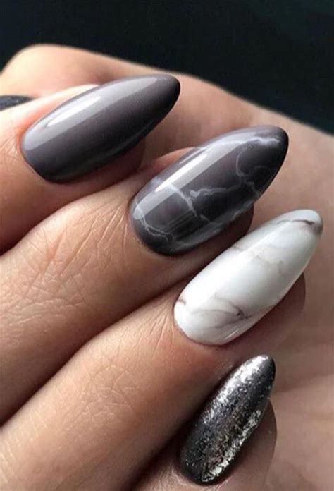 10 Almond Marble Nails Designs；marble Nails；almond Nails；nails Trend