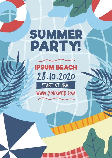 Free Summer Party Poster template to design