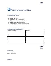 Formato TG TI pdf Trabajo grupal o individual Identificación del