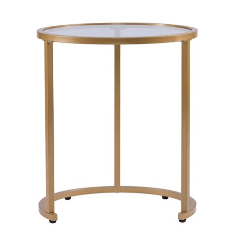 2pc Gold Round Glass Top Nesting Side Table Set 23