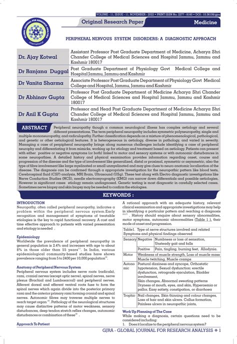 (PDF) Peripheral Nervous System Disorders-A Diagnostic Approach