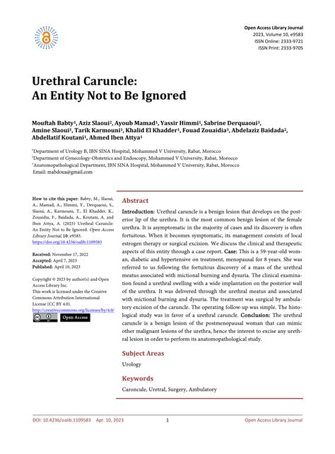 (PDF) Urethral Caruncle: An Entity Not to Be Ignored