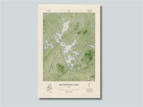 Moosehead Lake Map, Moosehead Lake, Maine, Moosehead Lake Map Print ...