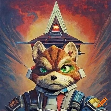 Intricate Details Of A Vintage Star Fox Poster Inspired By James Gurney