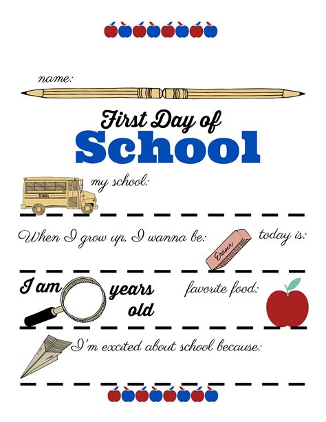 Free Printable First Day of School Sign: All Grades