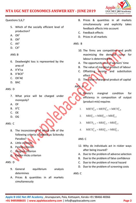 Nta Ugc Net Economics Answer Key And Question Paper June 2019