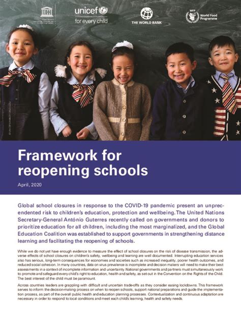 Document Global Guidelines For School Reopening By Unesco Unicef And