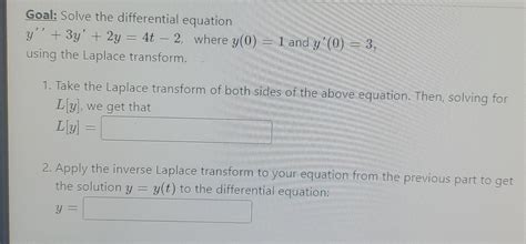 Solved Goal Solve The Differential Equation Y 3y 2y