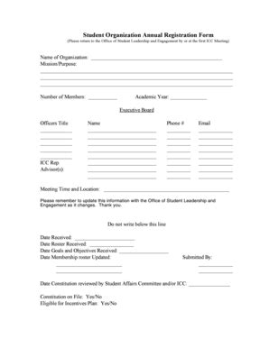 Fillable Online Ferrum Student Organization Annual Registration Form