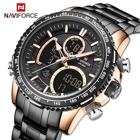 Ripley Reloj Naviforce Hombre Digital Negro Oro Rosa Nav Acero