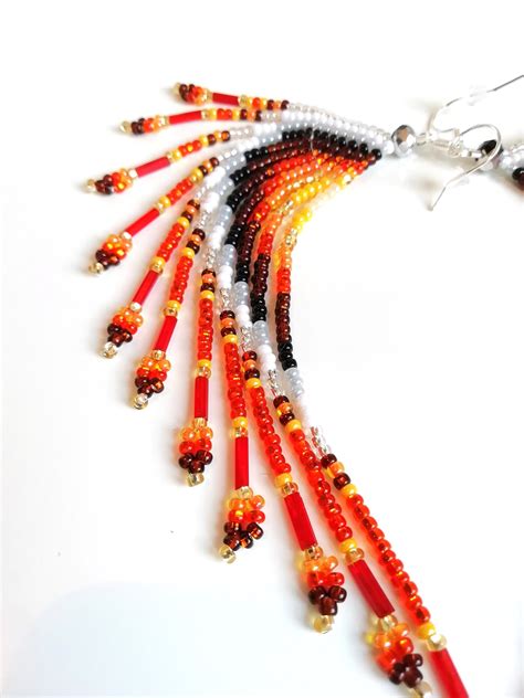 Pdf Pattern And Tutorial Brick Stitch Long Fringe Earrings Etsy