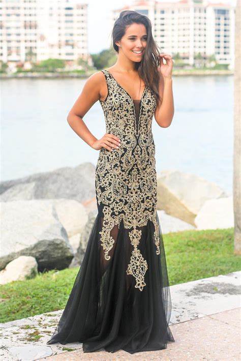 Black And Gold Lace Maxi Dress With Tulle Detail Gold Lace Maxi Dress Fitted Lace Dress Lace