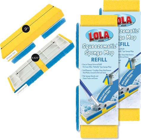 Lola Products Squeeze Matic Butterfly Sponge Mop Refill 9 Wide Head