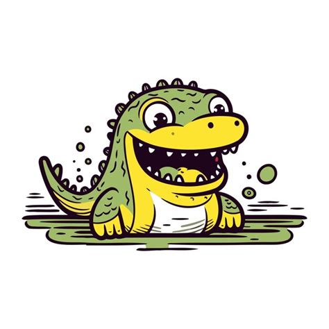 Joli Personnage De Dessin Animé De Crocodile Illustration Vectorielle