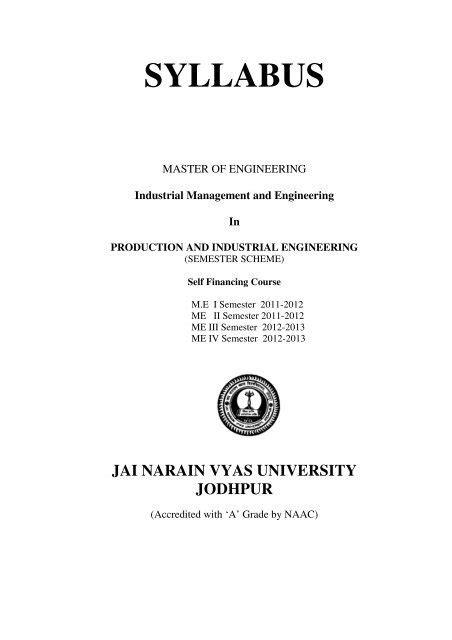 SYLLABUS - Jai Narain Vyas University, Jodhpur