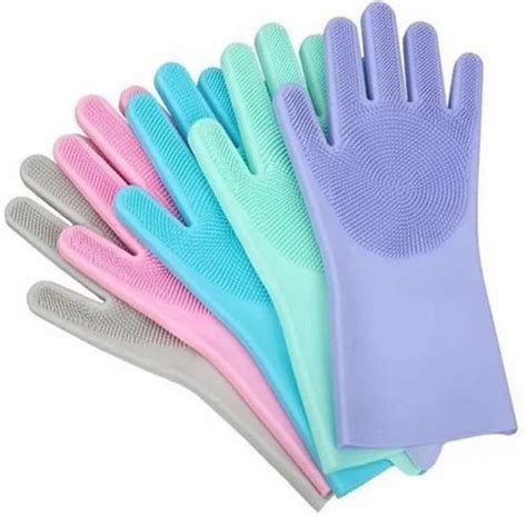 CG Silicone Non Slip Dishwashing Magic Latex Scrubbing Gloves At Rs