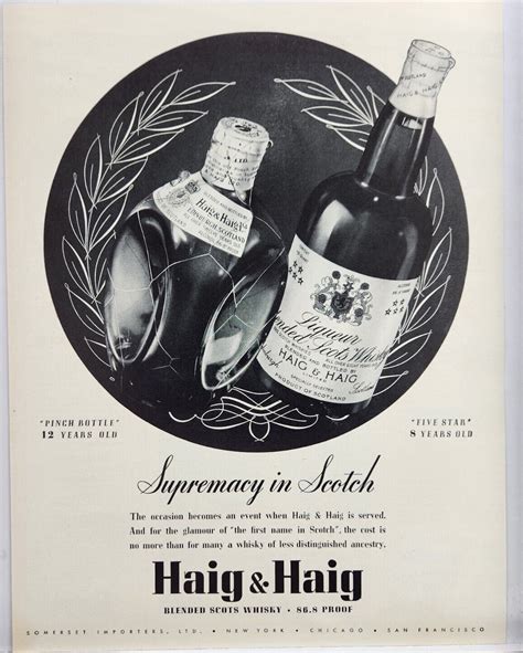 Haig Haig Scotch Whiskey Vintage Print Ad Man Cave Art Deco