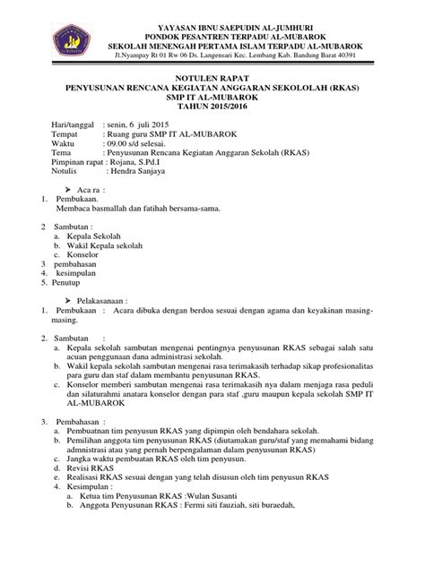 notulen rapat penyusunan rkas