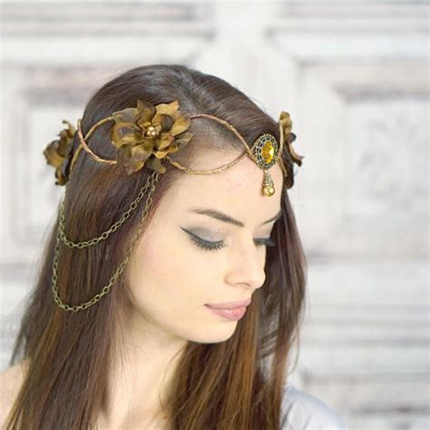 Elven Crown Brown And Amber Elven Headdress Fairy Crown Costume