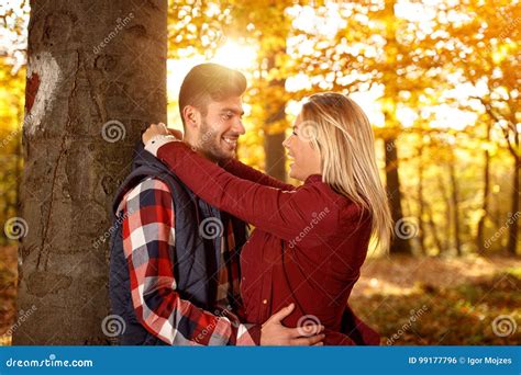 Romantic Love Relationship And People Smiling Couple Having Stock