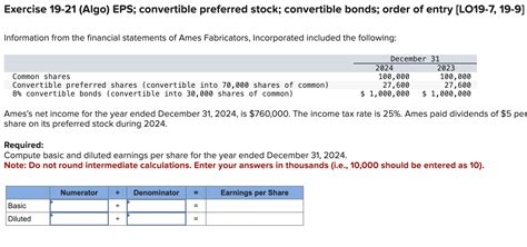 Solved Exercise 19 21 Algo Eps Convertible Preferred