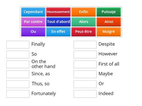 Connectives And Linking Words Match Up