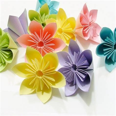 Purple And Blue Theme Origami Flowers 20pcs Etsy Origami Flowers Blue And Purple Paper Flowers