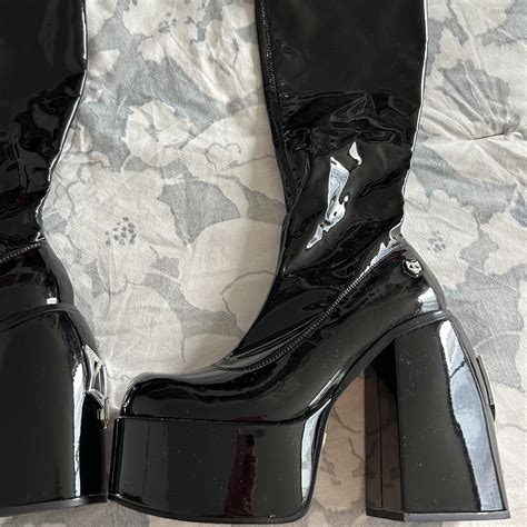 Latex Look Black Naked Wolfe Boots Barely Worn Since Depop