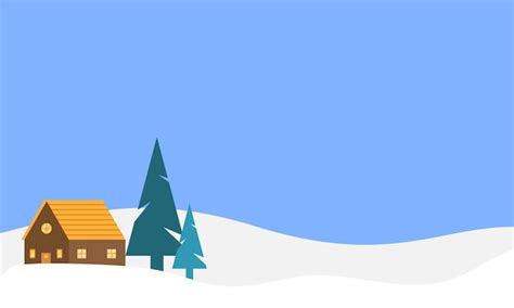 Illustration De Paysage D Hiver Avec Des Pins Des Nuages Et Une Maison