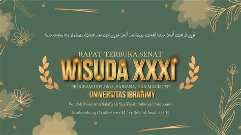 LIVE Wisuda Sarjana XXXI Universitas Ibrahimy Sukorejo 23 Oktober