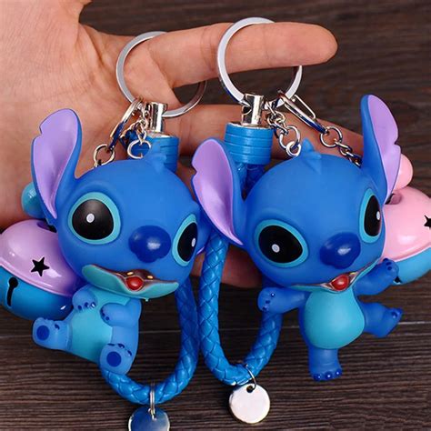 Film Series Lilo Stitch Cartoon Stitch Keychain Leather Rope Bell