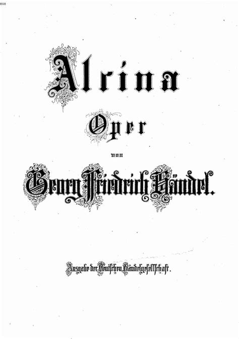 Handel George Frideric Alcina Hwv Score