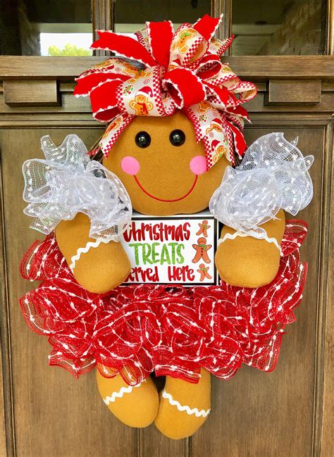 Gingerbread Wreath Gingerbread Girl Wreath Gingerbread Etsy