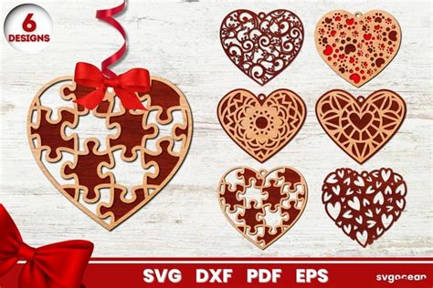 Valentines Day Heart Gift Tags Mandala Cut Files