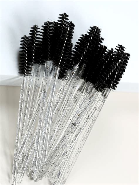 25pcs Disposable Mascara Wands Eyelash Brush Spoolies For Eyelash Cleaning Eyebrow Crystal Shine