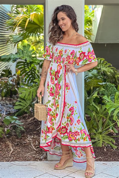 Ivory Floral Off Shoulder High Low Dress Cute Dresses Saved By The