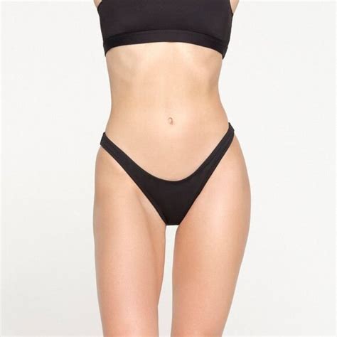Skims Swim Nwt Skims Signature Swim Onyx Black Cheeky Tanga Bikini