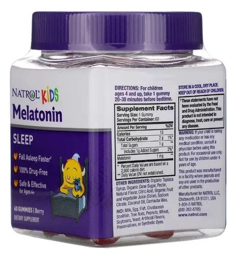 Melatonina Gomitas Para Niños Natrol 1 Mg 60 Gomitas Sfs N7 en venta en