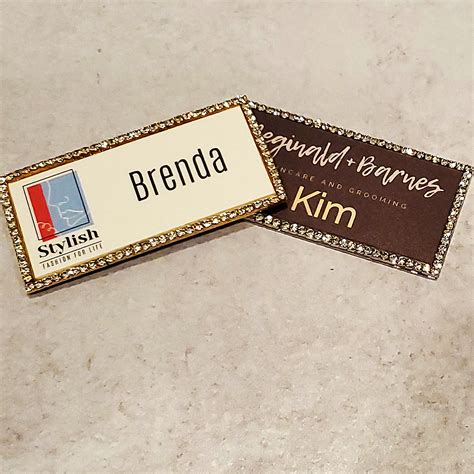 Silver Rhinestone Bling Metal Name Badges