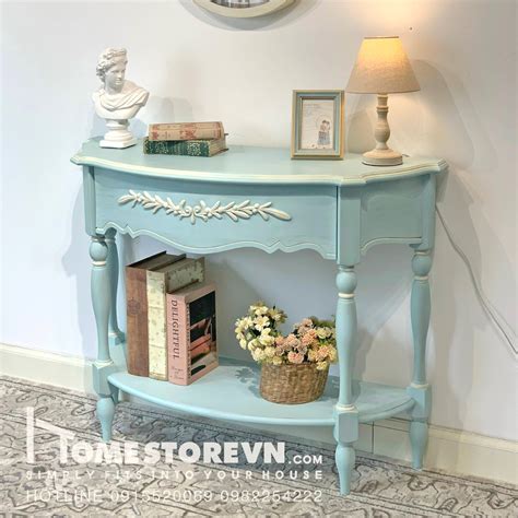 ban conson vintage xanh hoa noi