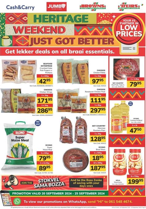 Jumbo Cash And Carry Specials • Friday 20 Sept To Wednesday 25 Sept 2024