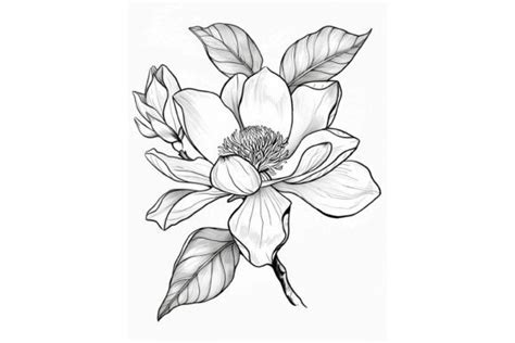 Magnolia Flower Coloring Page Graphic By Forhadx5 Creative Fabrica